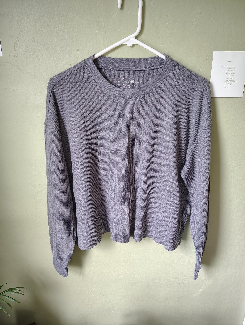 ☀️5/$25☀️ Hollister Juniors Medium Gray Crewneck Waffle-knit Oversized Sweater